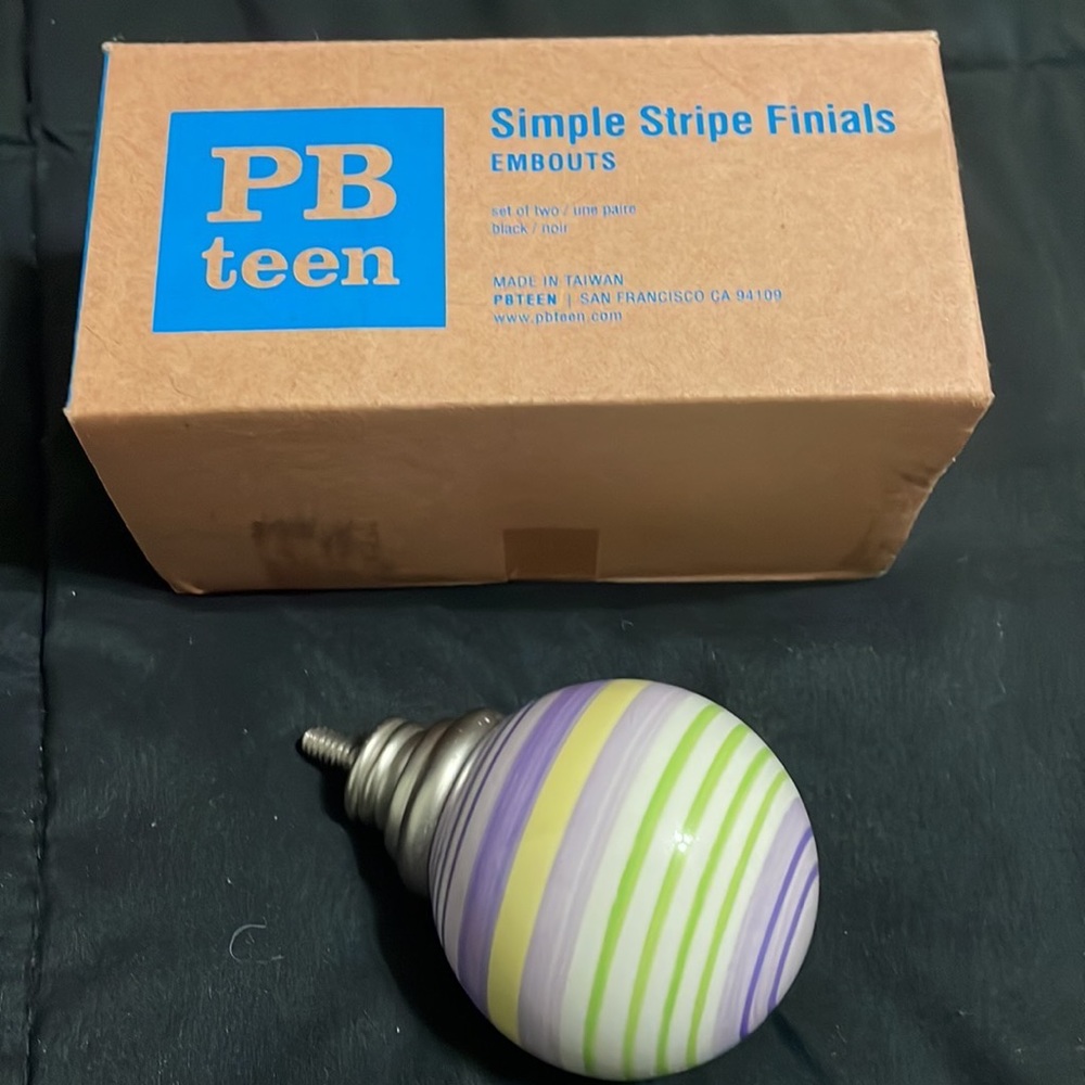 PB Teen Striped Curtain Rod Finials